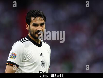 München, 7.. Juni 2022. Ilkay Gundogan aus Deutschland während des Spiels der UEFA Nations League in der Allianz Arena in München. Bildnachweis sollte lauten: David Klein / Sportimage Stockfoto