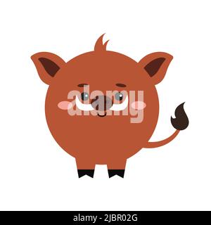 Kreis Wildschwein Wald Tier Gesicht mit Pfoten Symbol isoliert auf weißem Hintergrund. Stock Vektor