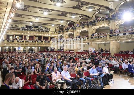 Prag, Tschechische Republik. 08.. Juni 2022. Am 8. Juni 2022 fand im Lucerna-Palast in Prag, Tschechische Republik, ein Protesttreffen der Bauern statt, um über die Festlegung von Subventionen für Kleinbauern zu diskutieren. Kredit: Roman Vondrous/CTK Foto/Alamy Live Nachrichten Stockfoto