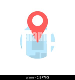 Standortsymbol auf der Karte mit rotem Punkt. Stock Vektor