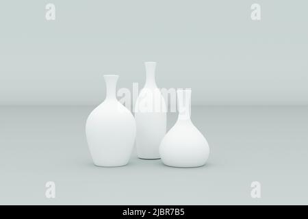 Vase isoliert auf grauem Hintergrund, 3D Rendering. Stockfoto
