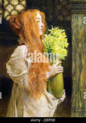 Sir Lawrence Alma Tadema, Frühlingsblumen, Ölgemälde auf Tafel, 1911 Stockfoto