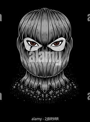 Illustration Maske Dieb auf schwarzem Hintergrund Stock Vektor