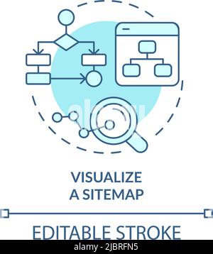 Visualisieren Sie Sitemap türkisfarbenes Konzept-Symbol Stock Vektor