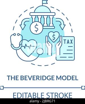 Beveridge Modell türkis Konzept Ikone Stock Vektor