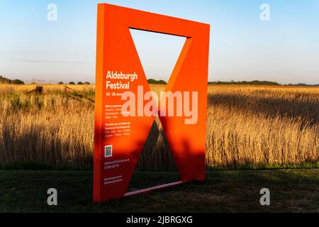 Aldeburgh Festival Infotafel Snape Maltings Suffolk UK Stockfoto