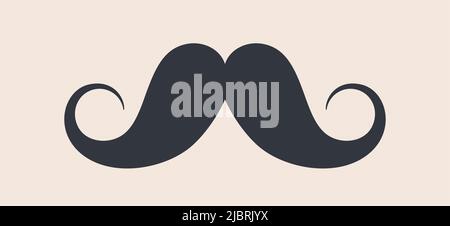 Schwarzer Schnurrbart. Silhouette schwarz vintage Schnurrbart isoliert auf weißem Hintergrund. Symbol des Vatertages, Zeichen für Barber Shop. Retro-Schnurrbärte mit lockigem Hipster, altmodischer Stil. Vektorgrafik Stock Vektor