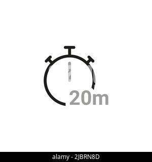 Einfache Symbole mit Bezug zu Timern. 20-Minuten-Timer-Symbol. Stock Vektor