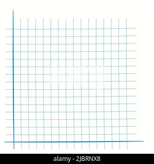 Rasterpapier. Mathematisches Diagramm. Kartesisches Koordinatensystem mit x-Achse, y-Achse. Quadratischer Hintergrund mit farbigen Linien. Geometrisches Muster für die Schule Stock Vektor