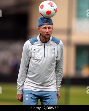 Englands Joe Root während einer Nets-Session auf dem Trent Bridge Cricket Ground, Nottingham. Bilddatum: Mittwoch, 8. Juni 2022. Stockfoto