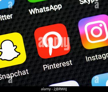 Pinterest App auf einem Smartphone, Nahaufnahme Stockfoto