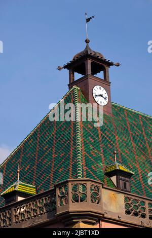 Frankreich, Haut Rhin, Colmar, Koifhus oder alte Bräuche, Dach, Gipfel Stockfoto