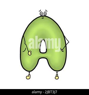 ABC-Brief. Vorschule Lernen Englisch Alphabet Großbuchstaben. Lustige Cartoon Großbuchstaben für Kinder, Buchstaben A. Stockfoto