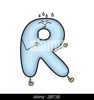 ABC Letter R. Preschool Lernen Englisch Alphabet Capital Letters. Lustige Cartoon Großbuchstaben für Kinder, Buchstaben Charakter. Stockfoto