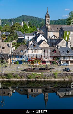 Frankreich, Correze, Tal der Dordogne, Argentat, Fluss Dordogne Stockfoto