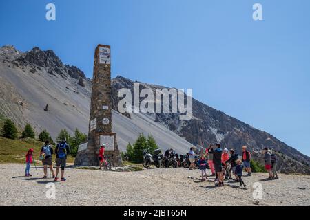 Frankreich, Hautes-Alpes, Arvieux, Gedenkstätte, errichtet 1934 zum Gedenken an General Baron Berge und die Alpentruppen am Col d'Izoard (2362 m), auf der Straße Grandes Alpes zwischen Cervières und Arvieux Stockfoto