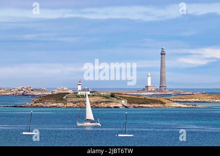 Frankreich, Finistere, Pays des Abers, Legends Coast, aber Wrac'h und der Leuchtturm Ile Vierge, der höchste Leuchtturm Europas Stockfoto