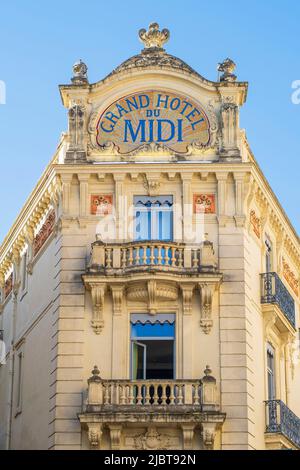 Frankreich, Herault, Montpellier, Altstadt, Comedie-Platz, Grand Hotel du Midi, historisches Boutique-Hotel aus dem Jahr 1890 Stockfoto