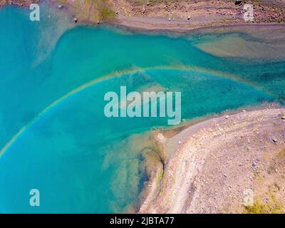 Frankreich, Pyrenees Atlantiques, Lac de Fabreges Artouste (Luftaufnahme) Stockfoto