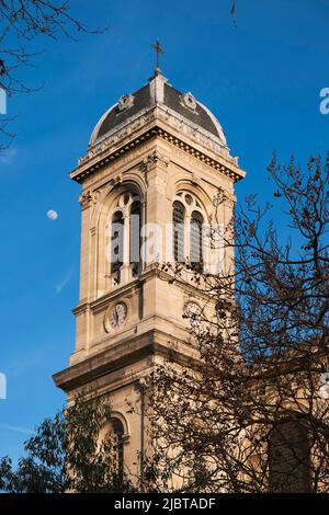 Frankreich, Paris, Stadtteil Ecole Militaire, Glockenturm der Kirche Saint François Xavier Stockfoto