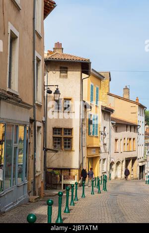 France, Ain, Trevoux, Grande Rue im historischen Zentrum Stockfoto