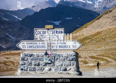 Frankreich, Savoie, Nationalpark Vanoise, Bonneval-sur-Arc, Col de l'Iseran (2770 m) auf der Straße zu den Grandes Alpes, zwischen Val-d'Isere und Bonneval-sur-Arc Stockfoto