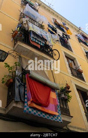 Bunte Straßen in El Raval, Barcelona Stockfoto