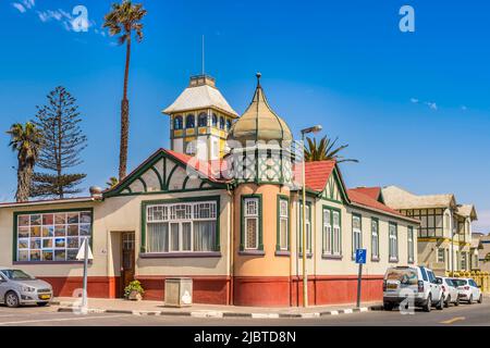 Namibia, Skeletonküste, Erongo-Region, Swakopmund, germanische Architektur, Erbe der deutschen Kolonisation Anfang des 20.. Jahrhunderts Stockfoto