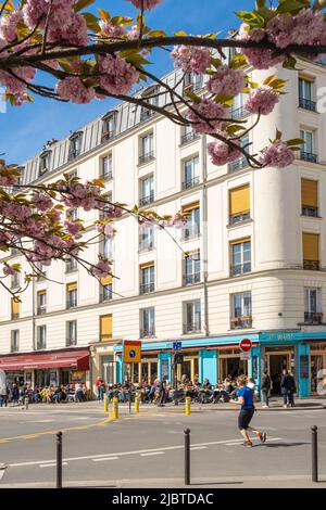 Frankreich, Paris, Kanal Saint Martin, Café Valmy, Kai Valmy Stockfoto