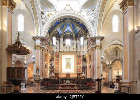 Spanien, Valence, Kathedrale Santa Maria (13.-18. Jahrhundert), Altar und Chor Stockfoto