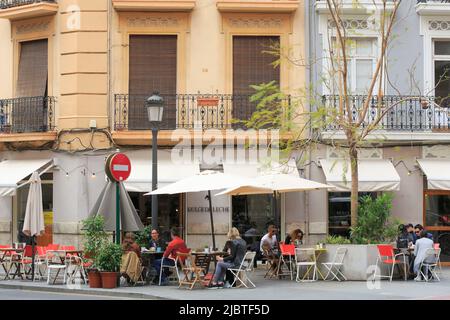 Spanien, Valencia, Ruzafa, Dulce de Leche Konditorei und Cafeteria, Pause auf der Terrasse Stockfoto