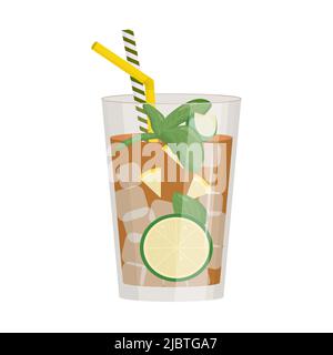 Alkoholisches Getränk im Sommer, tropischer Cocktail. Long Island. Strandparty-Konzept. Flache Vektorgrafik Stock Vektor