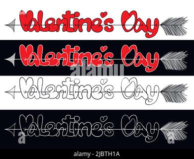 Valentinstag. Vektor-Illustration Buchstaben mit Pfeil für Hintergrund, Tetile, Banner, Flyer. Stock Vektor