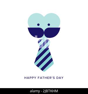 Alles gute zum Vatertag. Charakter mit Schnurrbart und Krawatten-Symbolen. Vektorgrafik, flaches Design Stock Vektor