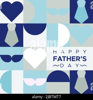 Alles gute zum Vatertag. Geometrische, minimalistische Komposition. Kalte Farben. Vektorgrafik, flaches Design Stock Vektor