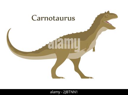 Uralte gruselige Pangolin carnotaurus. Räuberischer Dinosaurierjäger der Jurassic Periode. Prähistorisches Tier. Vektor-Cartoon-Illustration isoliert auf einem wh Stock Vektor