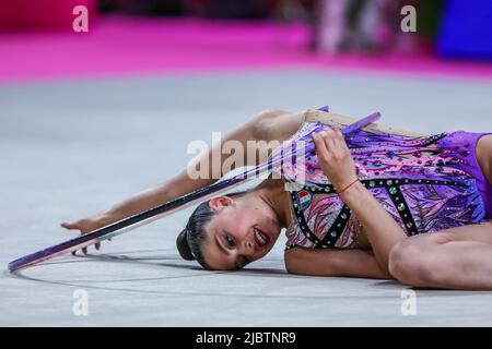 Baldassarri Milena (ITA) während der Rhythmischen Gymnastik FIG World Cup 2022 Pesaro in der Vitrifrigo Arena, Pesaro. (Foto von Fabrizio Carabelli / SOPA Images/Sipa USA) Stockfoto