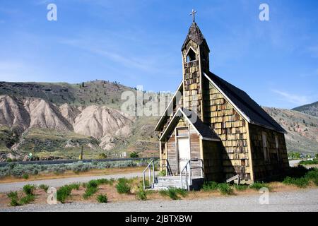 Nlak'pamux Kirche ist eine alte Anglikanische Kirche in Spences Bridge, British Columbia, Kanada. Die Kirche wird auch als St. Michael und alle Engel Kirche ein Stockfoto