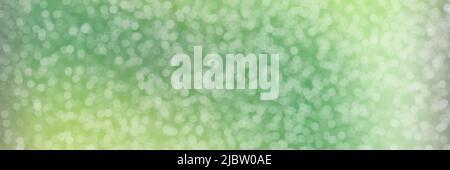 Sommer grün funkelnden Glitter Bokeh Hintergrund, Banner Textur. Abstrakter Header für defokussierte Lichter. Breitbild-Hintergrundbild. Panorama-Webbanner Stockfoto