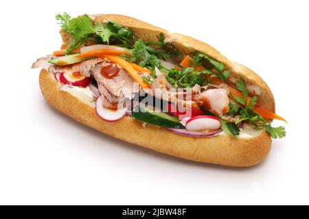 banh mi thit nuong, ein vietnamesisches Barbecue-Schweinebandwich Stockfoto