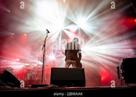 Exeter, 16. 2018. August: Manic Street Preachers auf der Bühne beim Beautiful Days Festival Stockfoto