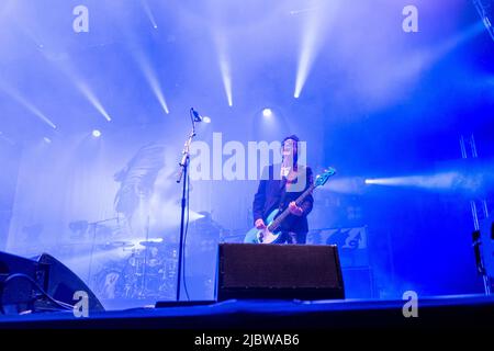 Exeter, 16. 2018. August: Manic Street Preachers auf der Bühne beim Beautiful Days Festival Stockfoto