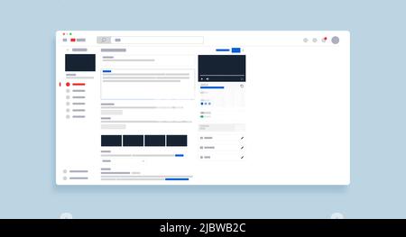 YouTube Creator Studio Dashboard Social Media Video Blogger Konzept. Vektordarstellung des youtube Video Upload Editors. EPS 10 Stock Vektor