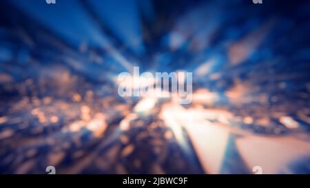 Defokussierte blaue und orange Rautenbrecher Lichter Hintergrund - abstraktes 3D Rendering Stockfoto