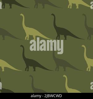 Dinosaurier. Handgezeichnetes Nahtloses Muster mit Dinosauriern. Für Kindergewebe, Textilien, Tapeten für den Kindergarten. Niedliches Dinosaurier-Design. Das Silhouett Stock Vektor