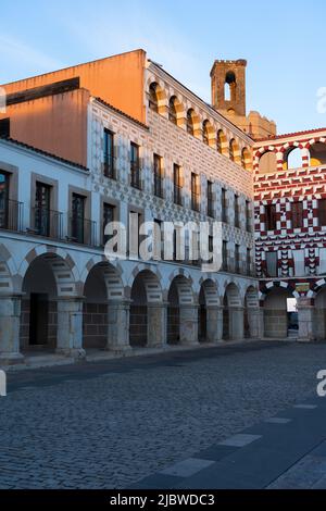 Hoher Platz (Plaza Alta) von Badajoz an einem sonnigen Tag, Extremadura, Spanien Stockfoto