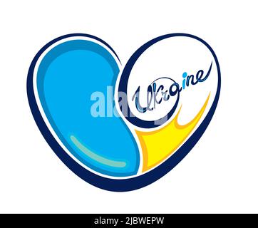Liebe Ukraine, Herz Emblem Nationalflagge farbig. Flagge der Ukraine mit Herzform - Vektorgrafik Stock Vektor