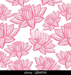Dekoratives, handgezeichnetes, stilvolles Lotus Yoga-Muster. Blume Design Vektor Illustration. Dekorative Muster Vektor, Skizzenkunst Design. Stock Vektor