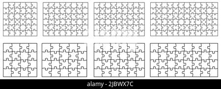 Einfache Puzzle-Vorlage mit verschiedenen Breiten Höhe Verhältnis und Stückgröße Stock Vektor