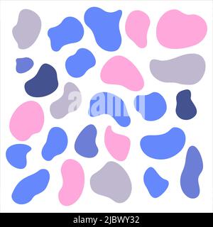 Eine Reihe von glatten amorphen Farbflecken für den Hintergrund von flachen Illustrationen. Vektorgrafik. Stock Vektor